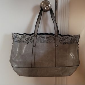 Pretty Grey Women Eyelets & Studs Handbag